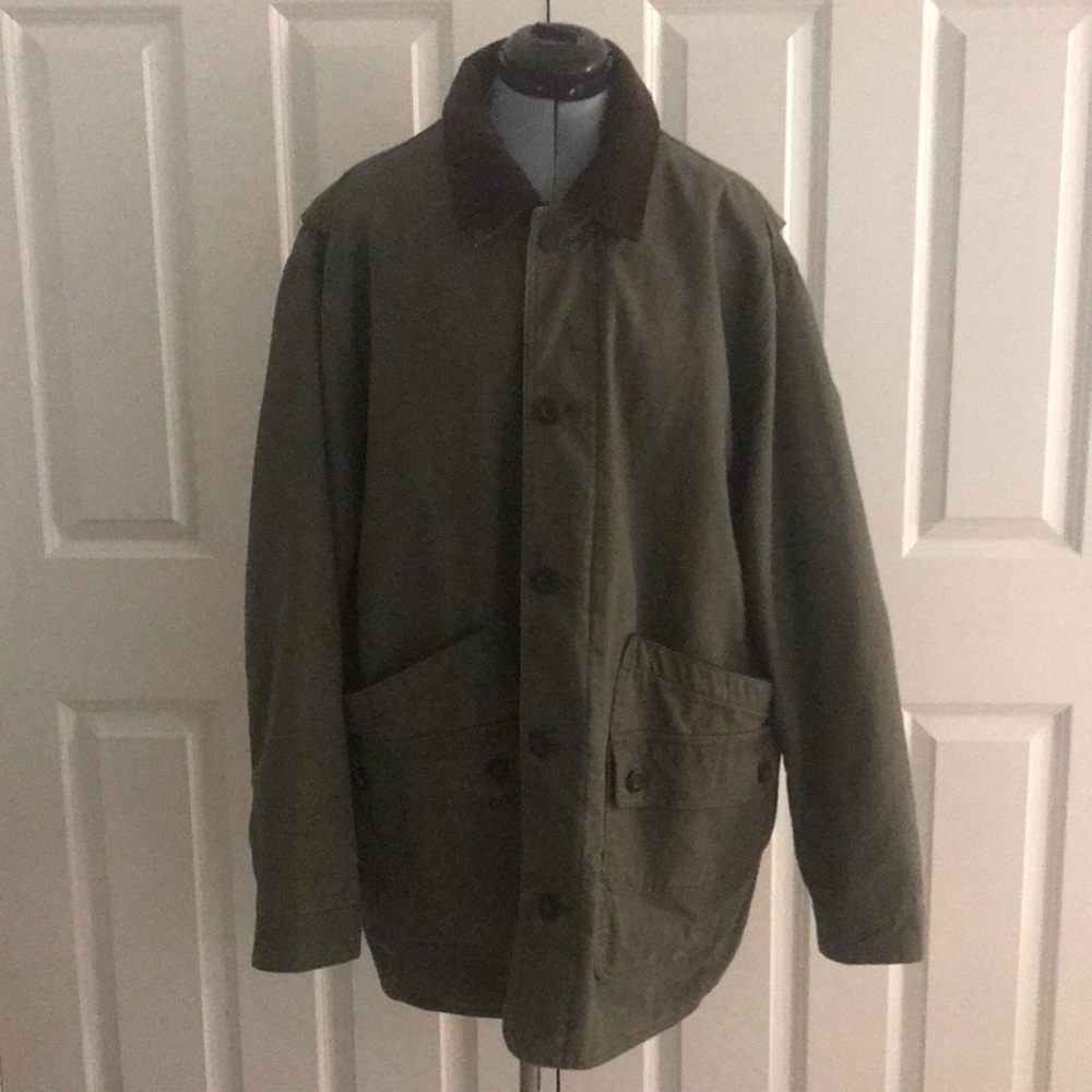 Orvis Olive Green Field Coat with Brown Corduroy Collar & Cuffs XL